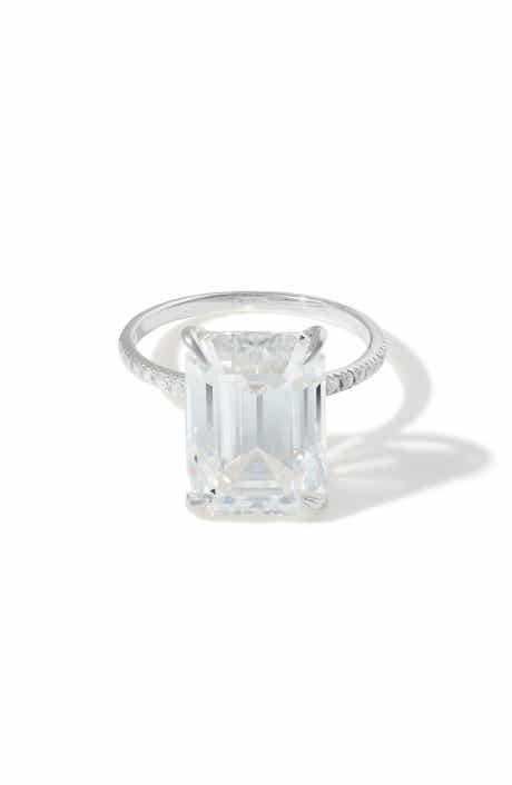 Emerald Cut Lab Created Moissanite Ring