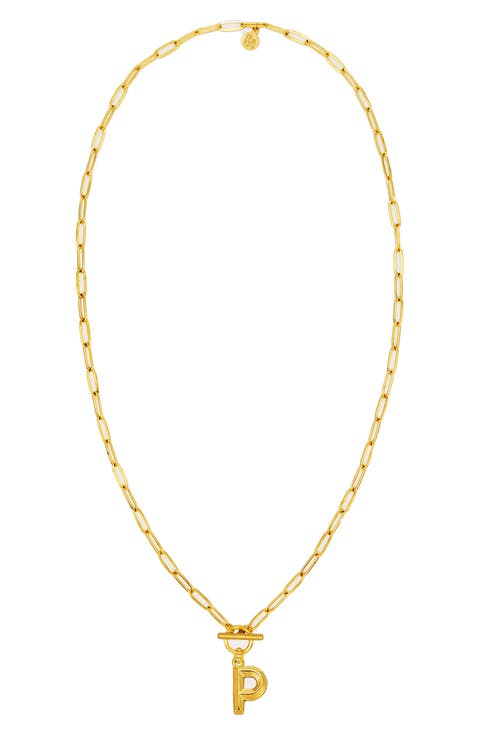 Paper Clip Initial Toggle Necklace