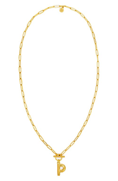 Petit Moments Paper Clip Initial Toggle Necklace In Brown