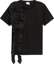 NIKKI LUND Peony Floral Appliqué Top