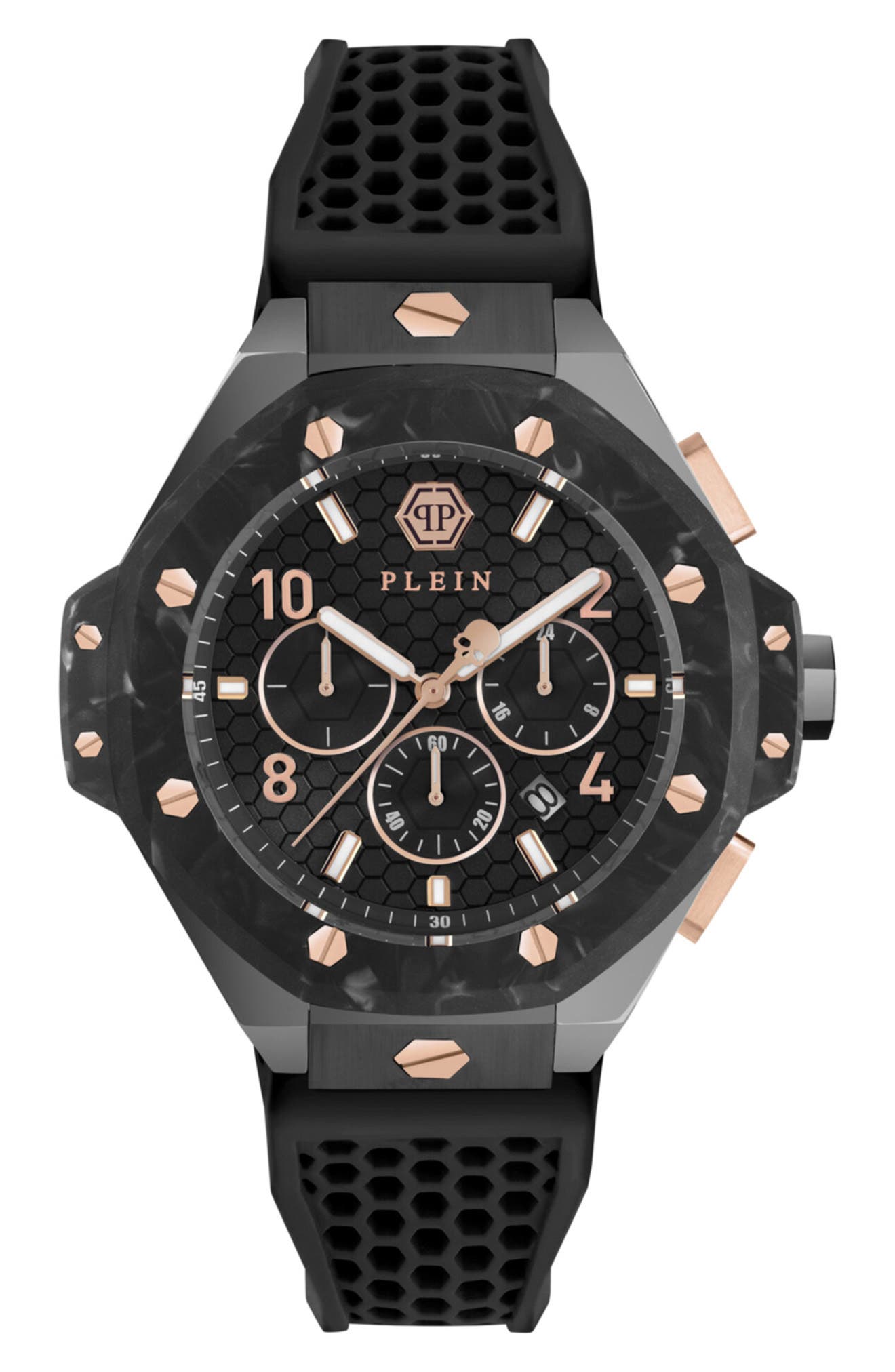 PHILIPP PLEIN Chronograph Royal Quartz Silicone Strap Watch, 46mm