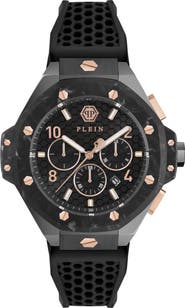 PHILIPP PLEIN Chronograph Royal Quartz Silicone Strap Watch, 46mm