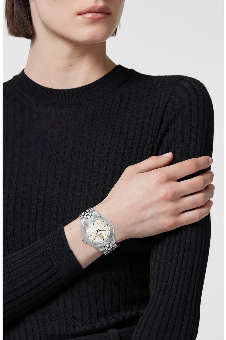 V-Code Bracelet Watch, 36mm, Alternate, color, STAINLESS STEEL