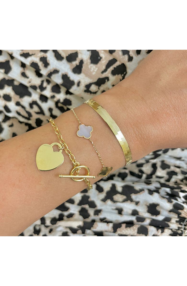 The Lovery Fine Jewelry Small Mother of Pearl and Gold Clover Bracelet, Alternate, color, Mother Of Pearl And Gold