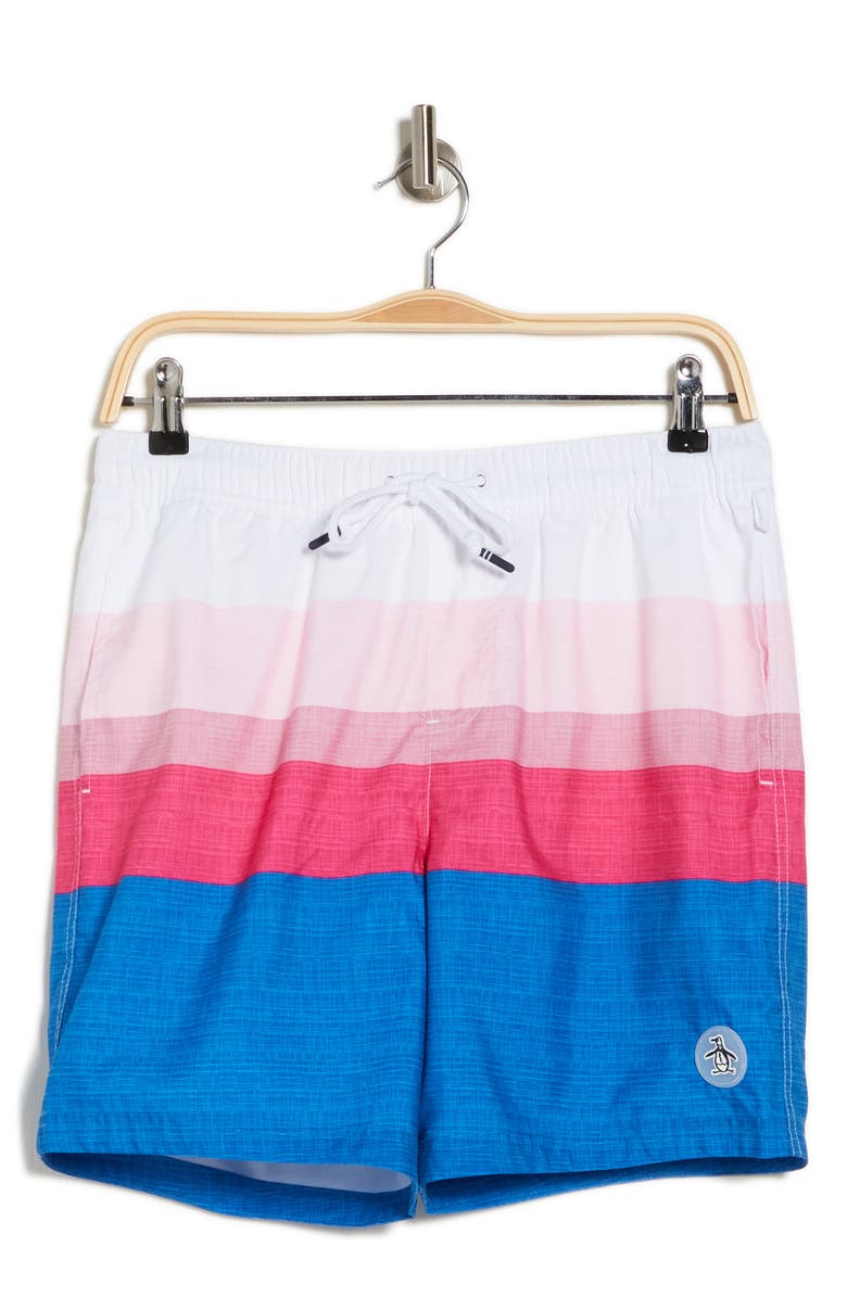 Original Penguin Recycled Polyester Blend Swim Trunks, Alternate, color, 