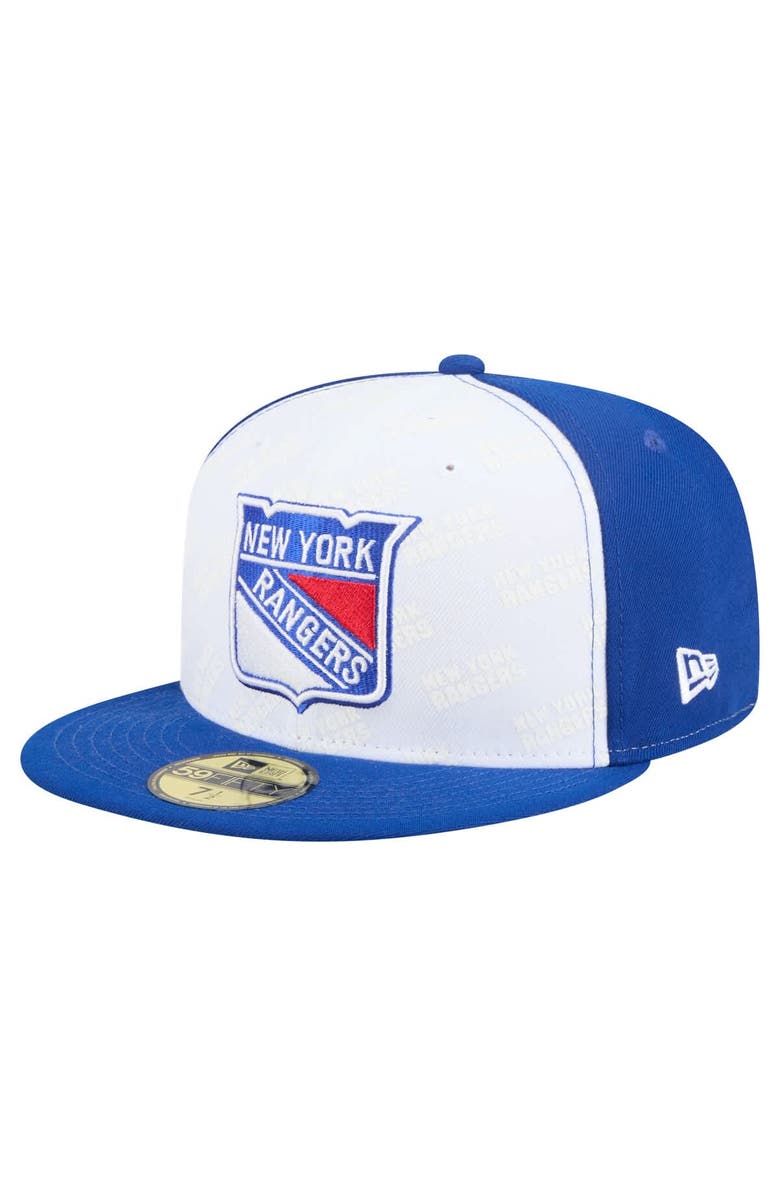 New Era Men
s New Era White/Blue New York Rangers Repeat Two-Tone 59FIFTY Fitted Hat, Main, color, White