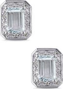 DELMAR Diamond & Aquamarine Stud Earrings