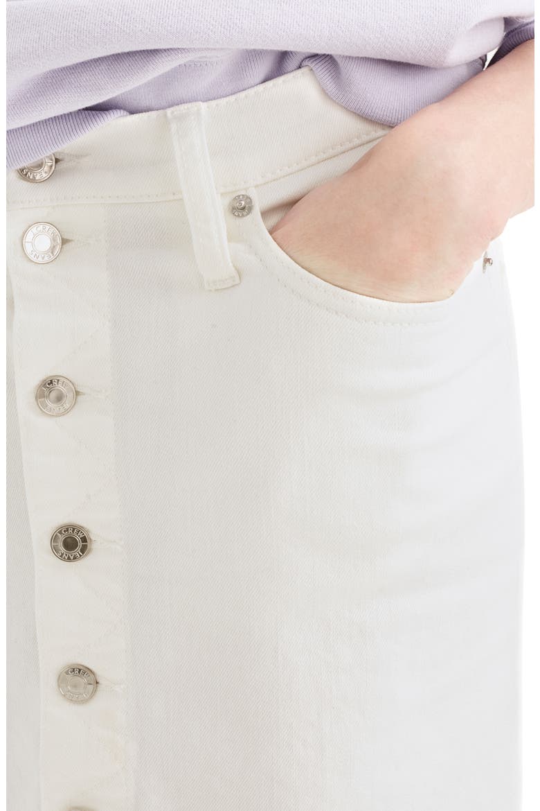 Button Front Stretch Denim Pencil Skirt, Alternate, color, WHITE