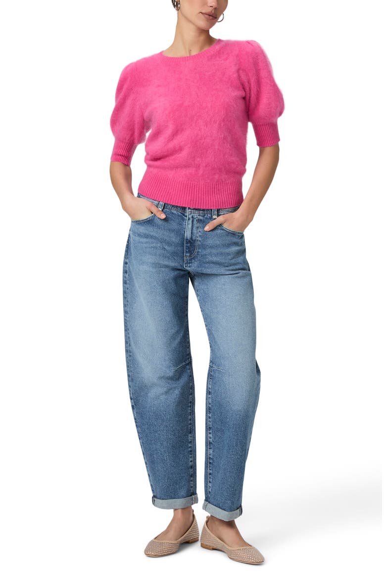 Gladiolus Short Sleeve Cashmere Sweater, Alternate, color, CHERRIES JUBILEE