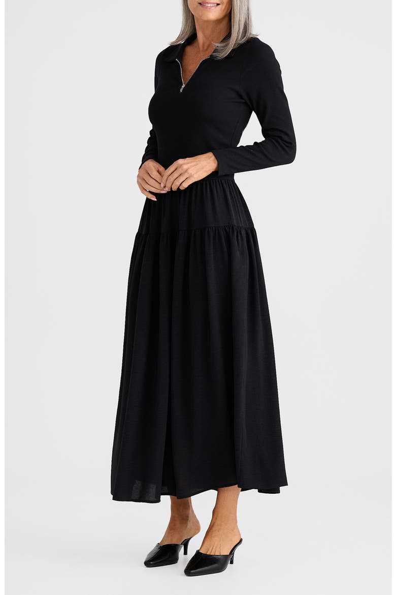 Juliette Long Sleeve Maxi Dress, Alternate, color, BLACK