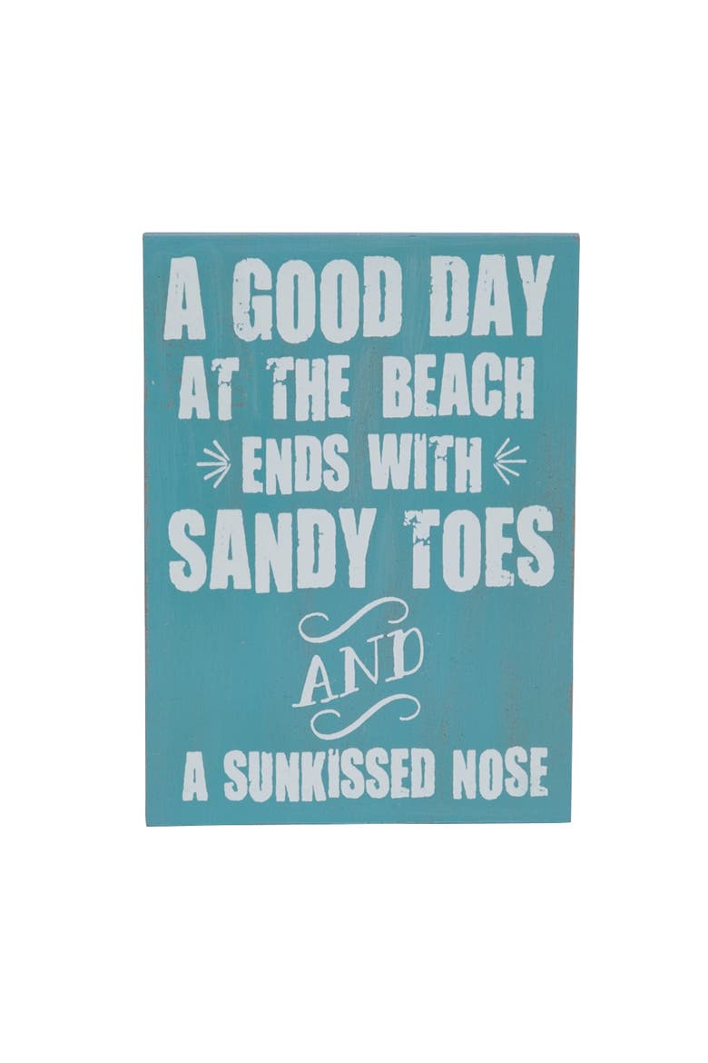A Good Day At The Beach Ends With Salty Sunkissed Nose Wall Sign, Main, color, Blue
