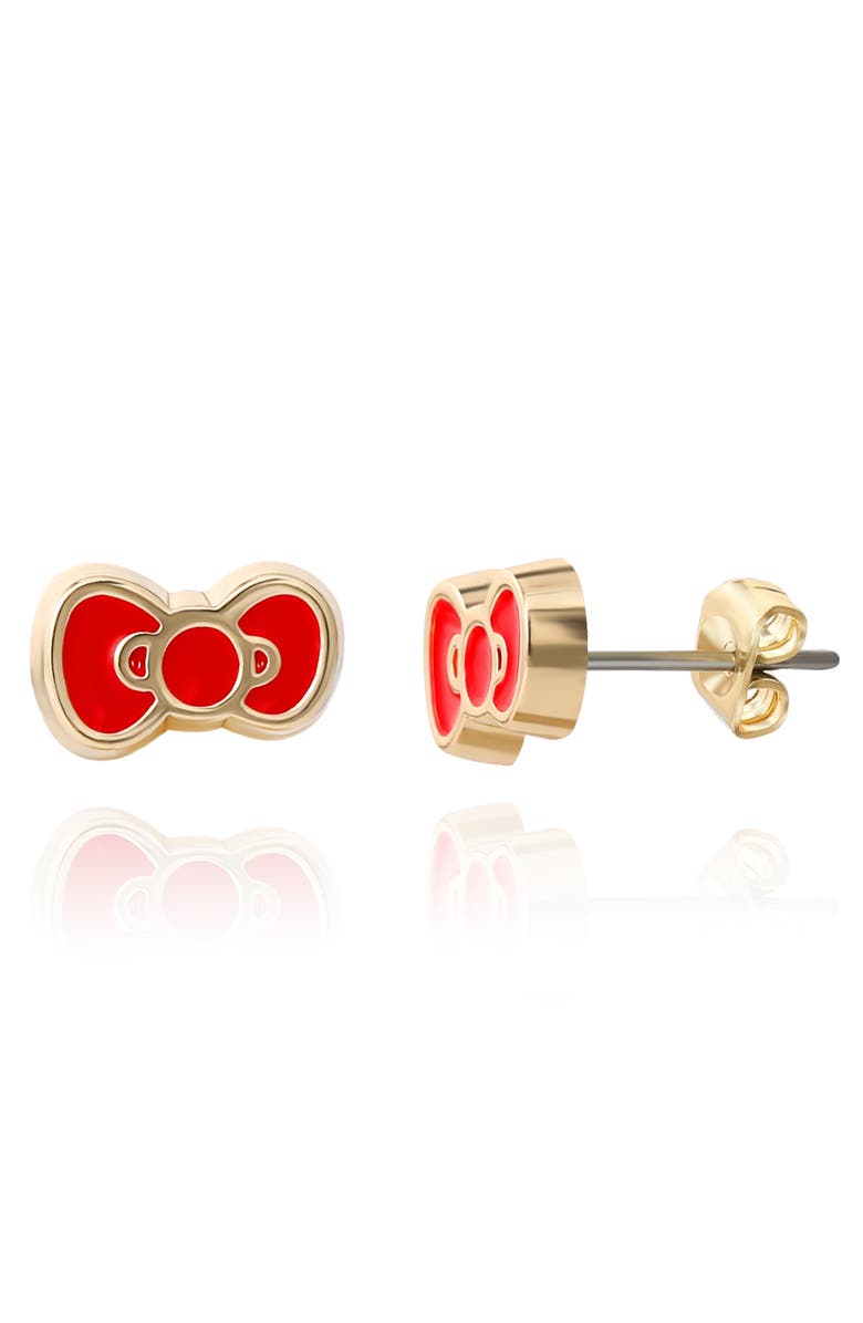 Hello Kitty Snowman Necklace and Earring Christmas Set, Alternate, color, Yellow Gold, White, Red