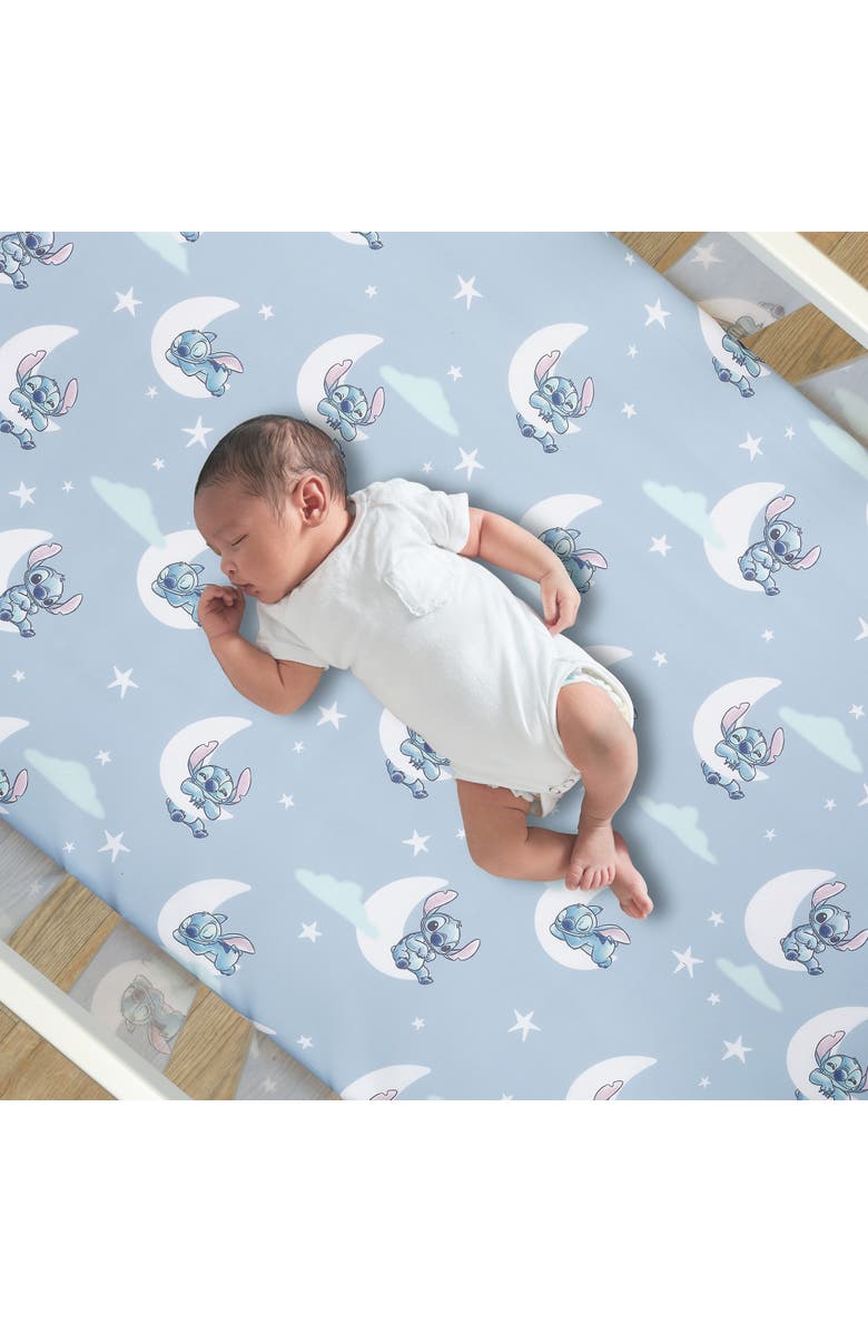Bedtime Originals Disney Stitch Soft Microfiber Baby Fitted Crib Sheet, Alternate, color, Blue