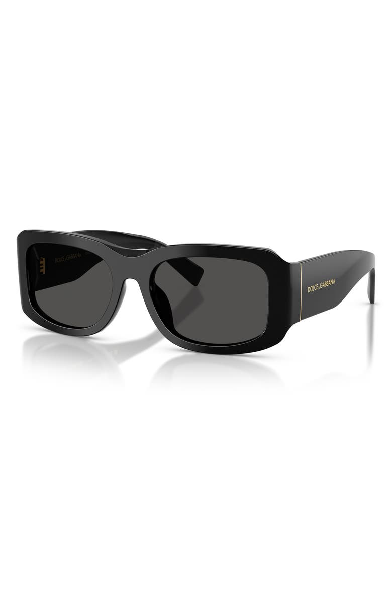 Dolce&Gabbana 57mm Rectangular Sunglasses, Alternate, color, Black / Dark Grey