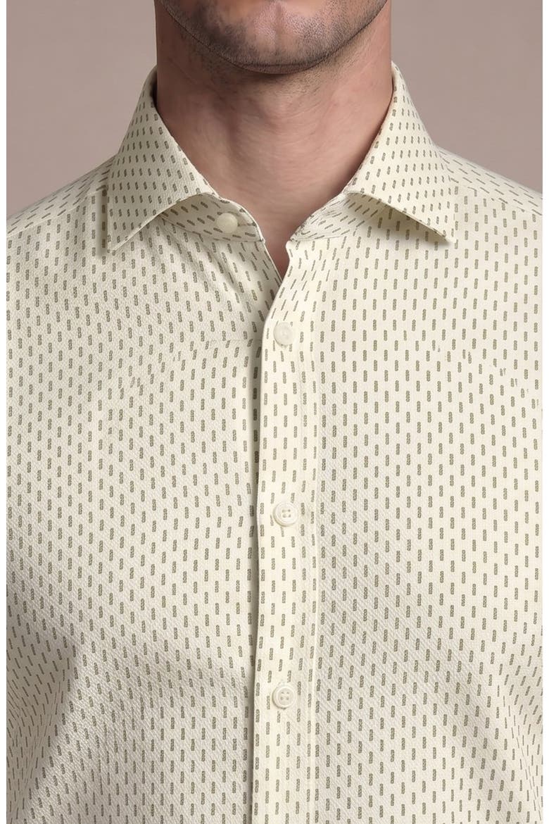 Textured Cotton Blend Dress Shirt, Alternate, color, BEIGE