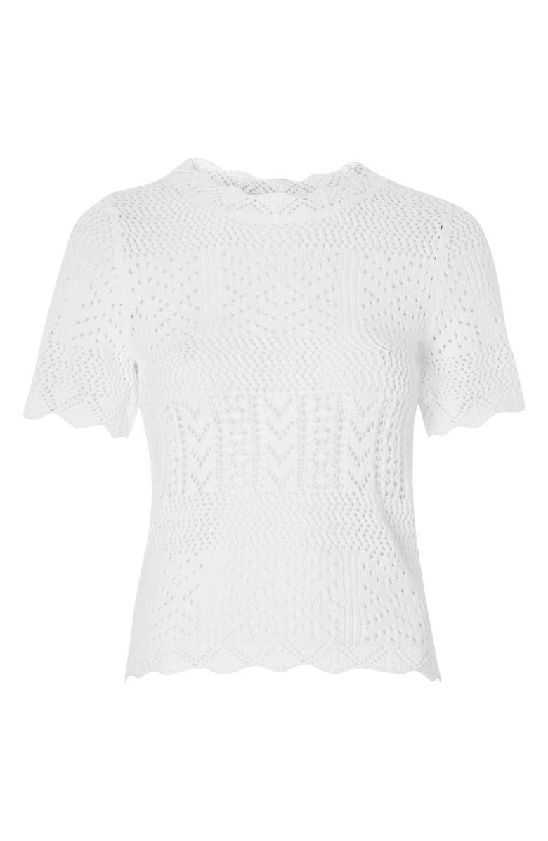 Topshop Stitchy Scallop Hem Knit Top, Alternate, color, 