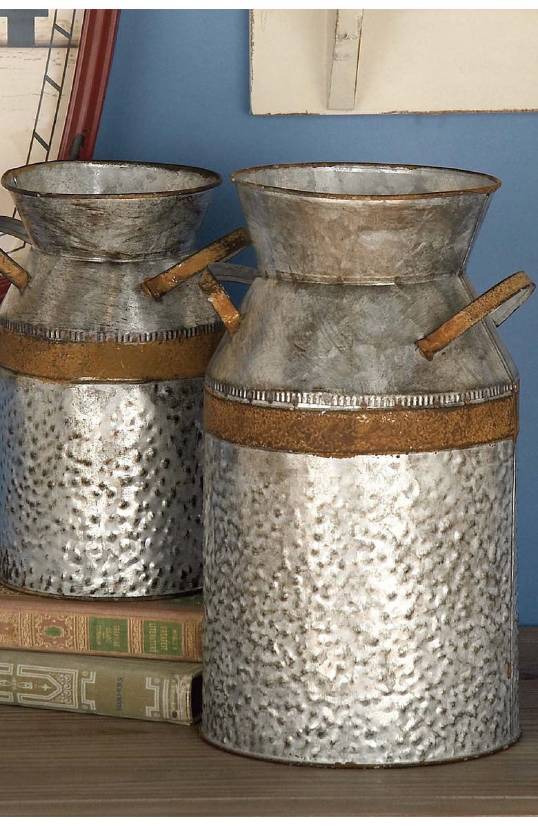SONOMA SAGE HOME Gray Metal Milk Can Decorative Jar, Alternate, color, Grey