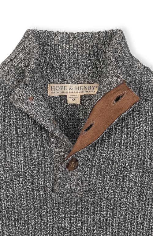Hope & Henry Kids' Organic Mock Neck Cardigan Stitch Sweater In Gray