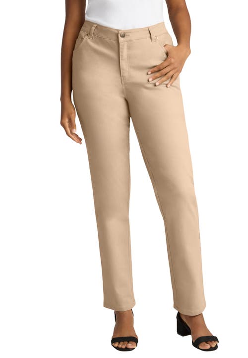 Jessica London True Fit Stretch Denim Straight Leg Jean In Brown