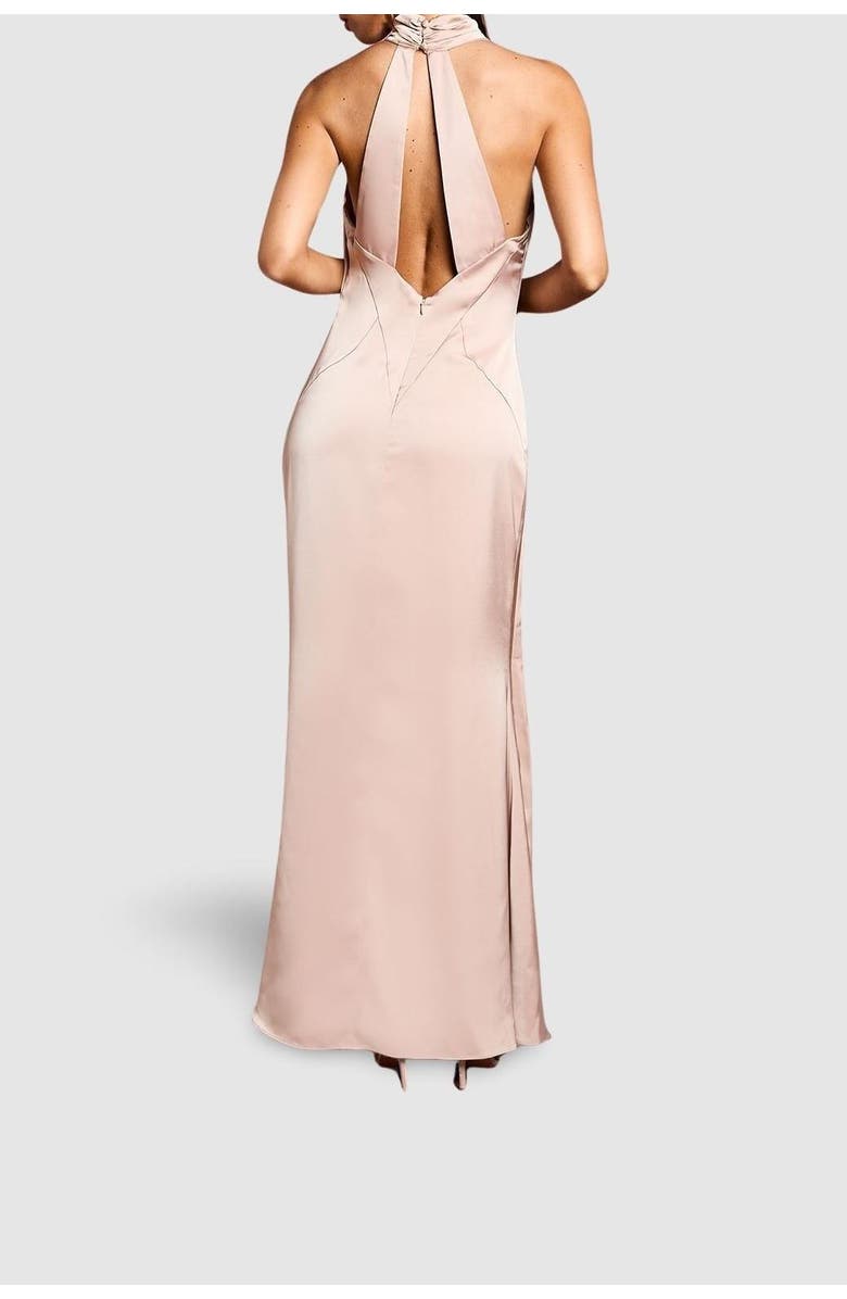 Coast Satin Asymmetric Neck Maxi Dress, Alternate, color, Mocha