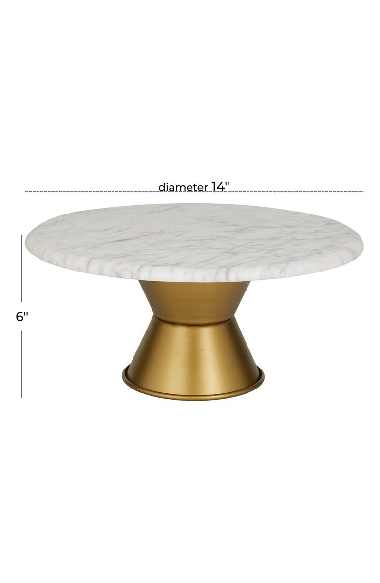WILLOW ROW White Ceramic Cake Stand with Goldtone Base, Alternate, color,