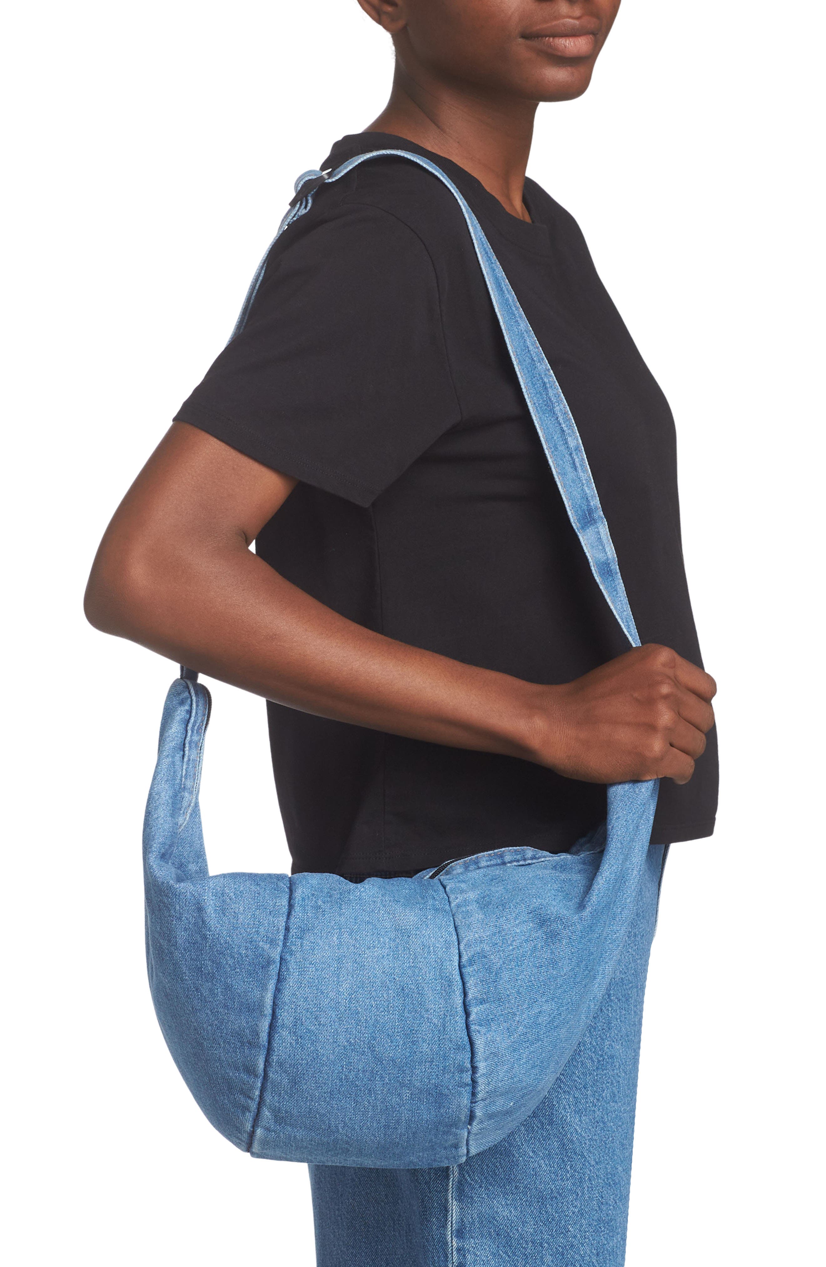 Rainbow Unicorn Birthday Surprise Denim Crossbody Bag, Alternate, color, 