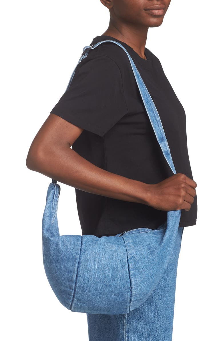 Rainbow Unicorn Birthday Surprise Denim Crossbody Bag, Alternate, color,