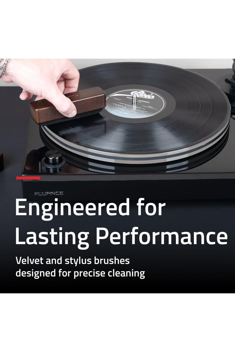 Vinyl Record Cleaning Kit with Velvet Record Brush and Stylus Brush, Alternate, color, Natural Walnut