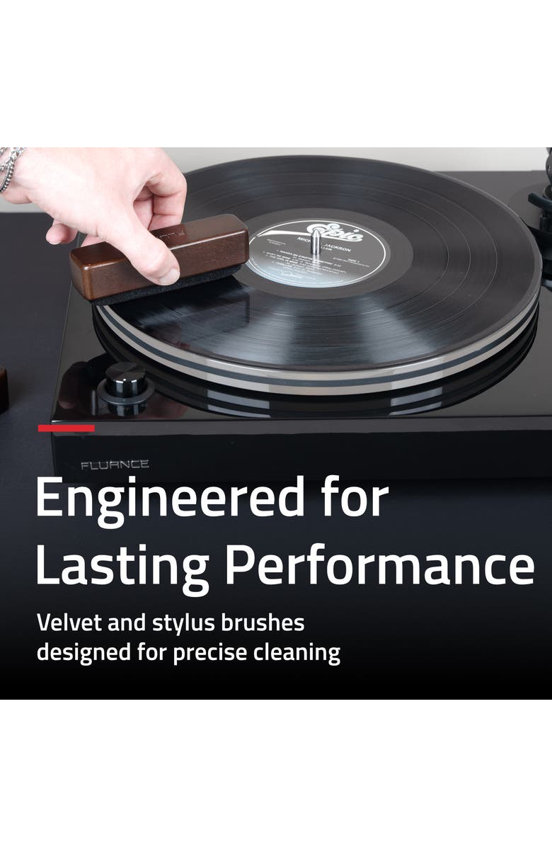 Fluance Vinyl Record Cleaning Kit with Velvet Record Brush and Stylus Brush, Alternate, color, Natural Walnut