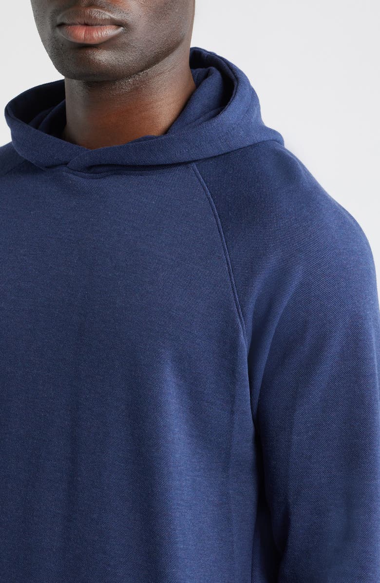 Peter Millar Crown Comfort Cotton Blend Piqué Hoodie, Alternate, color, Navy