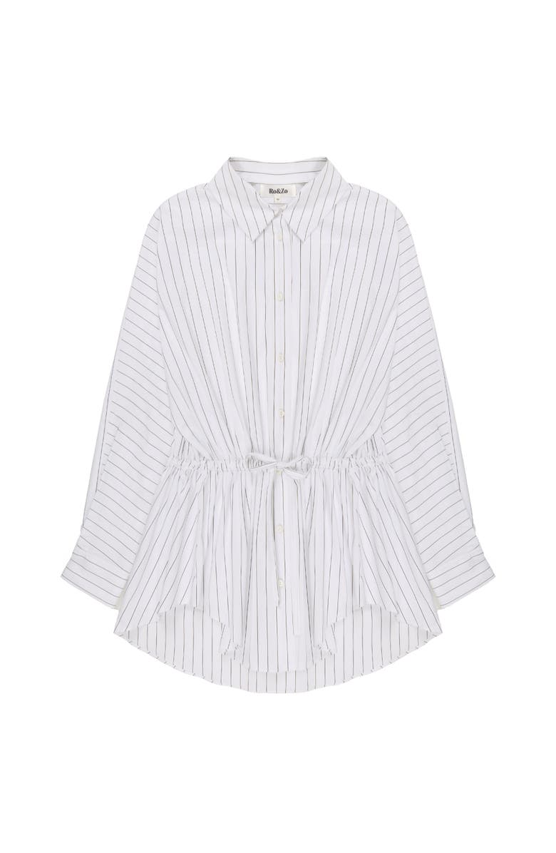 Ro&Zo Stripe Long Sleeve Channel Waist Shirt, Alternate, color,