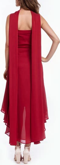 Asymmetri Chiffon Slipdress with Scarf