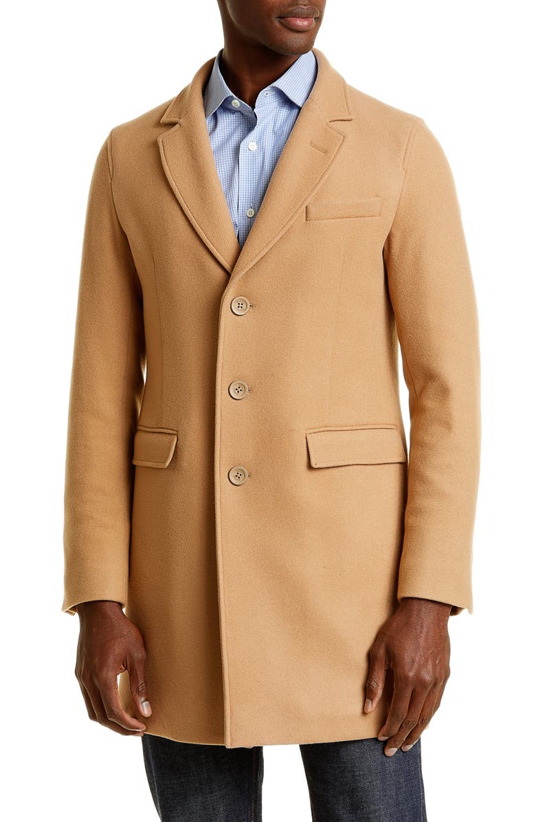 Herno Diagonal Weave Wool Overcoat with Removable Bib, Alternate, color,