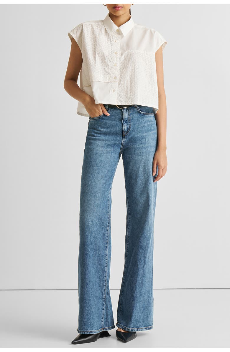 Reistor Embroidered Panel Crop Top, Alternate, color, White