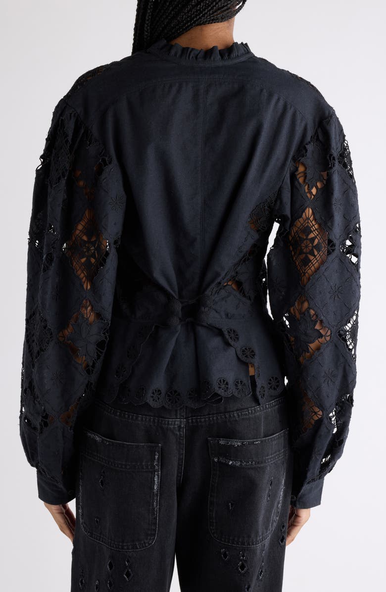 Isabel Marant Nina Embroidered Lace Shirt, Alternate, color, Black