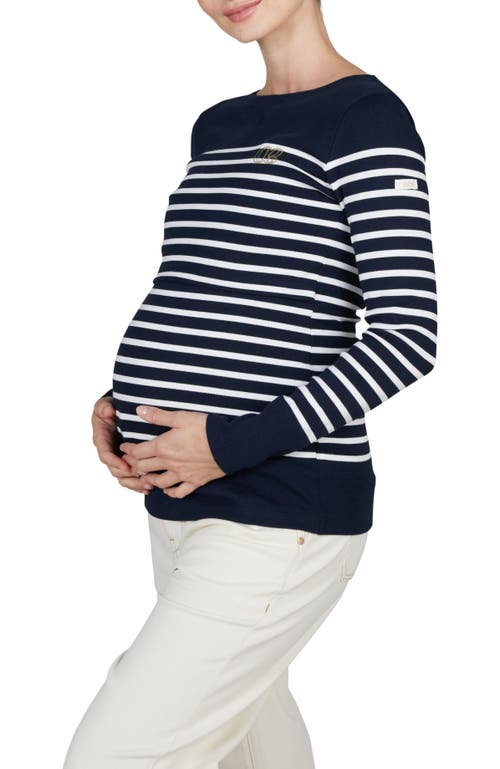 Cache Coeur Benodet Maternity and nursing sailor shirt in Navy/white  product