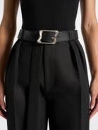 Manière De Voir Eleanor Suede & Leather Statement Buckle Belt