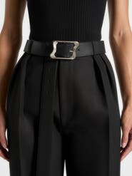 Manière De Voir Eleanor Suede & Leather Statement Buckle Belt