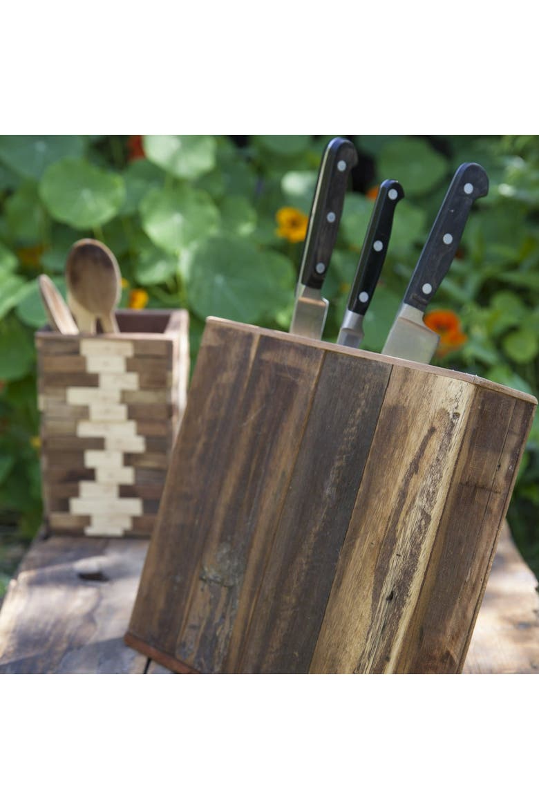 Reclaimed Wood Angled Rectangular Knife Block, Alternate, color, Natural