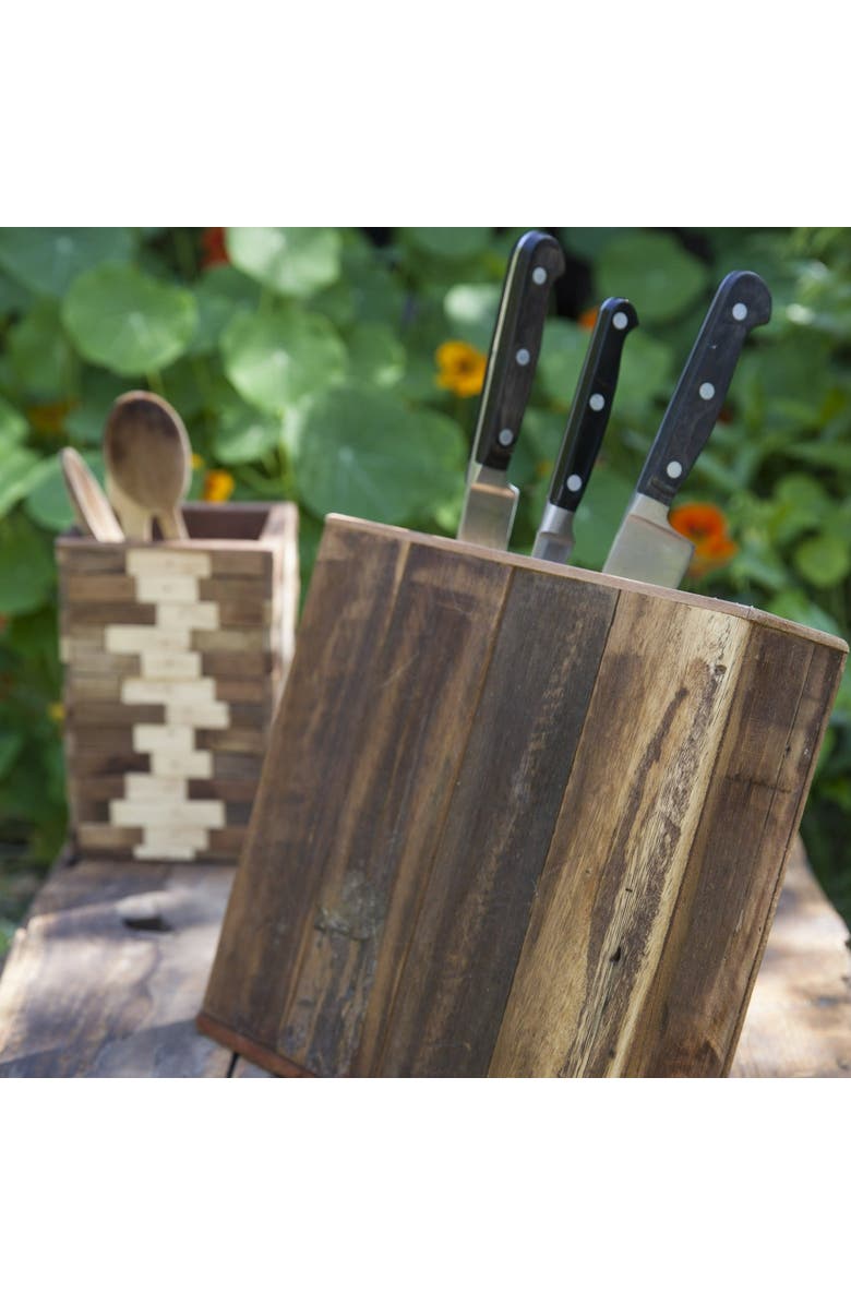 Be Home Reclaimed Wood Angled Rectangular Knife Block, Alternate, color, Natural