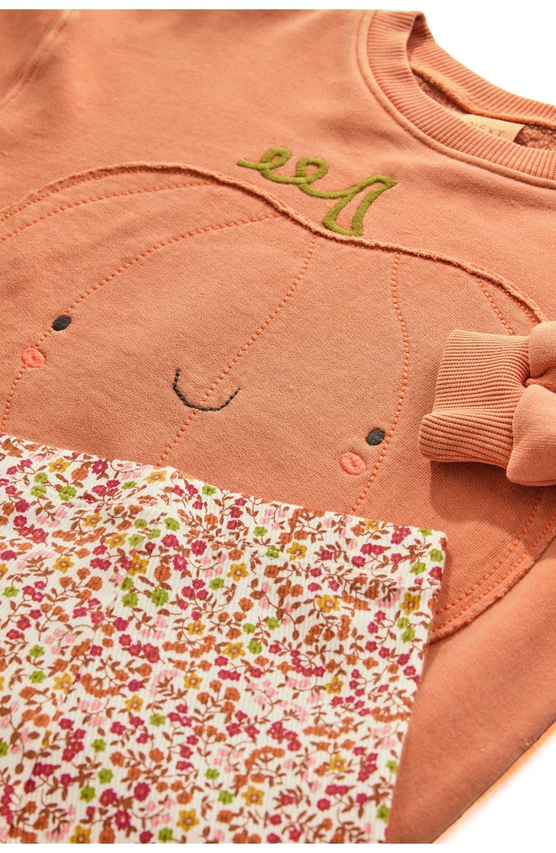 NEXT Kids' Pumpkin Embroidered Graphic Sweatshirt & Print Leggings Set, Alternate, color, Orange