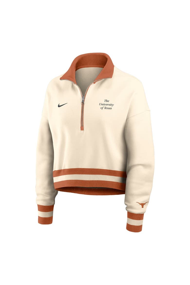 Women's Nike Tan Texas Longhorns Legacy Half-Zip Sweatshirt, Alternate, color, Cream