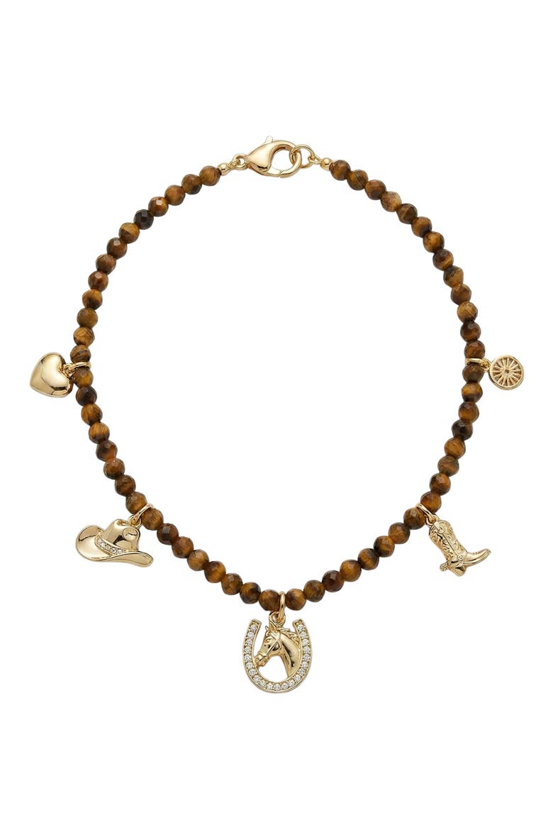 Tiger's Eye Charm Necklace, Alternate, color, GOLD