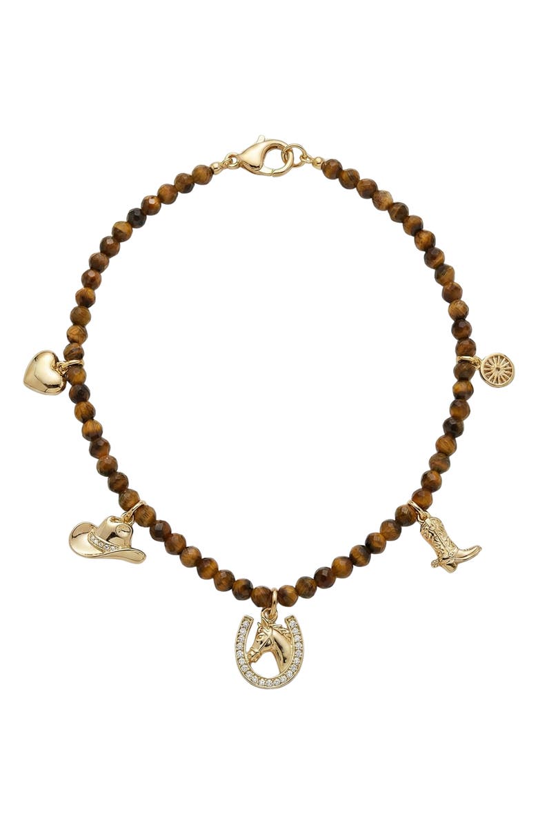 ARGENTO VIVO Tiger's Eye Charm Necklace, Alternate, color, Gold