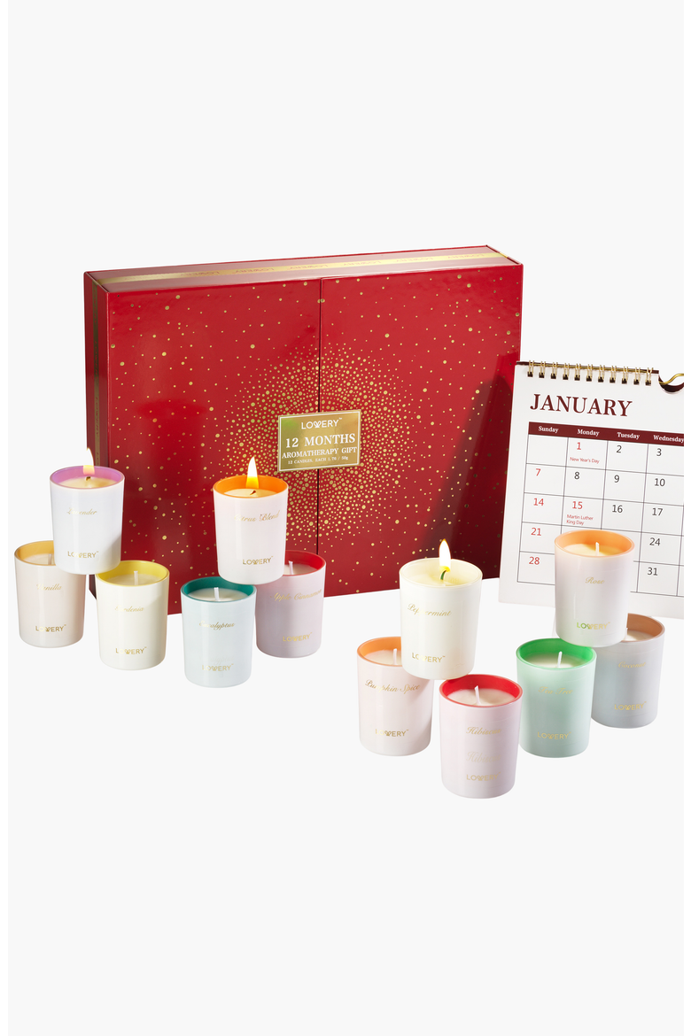 15-Pc. Candle Gift Set with 12 Scented Home Candles, Calendar & Gold Pen, Main, color, None