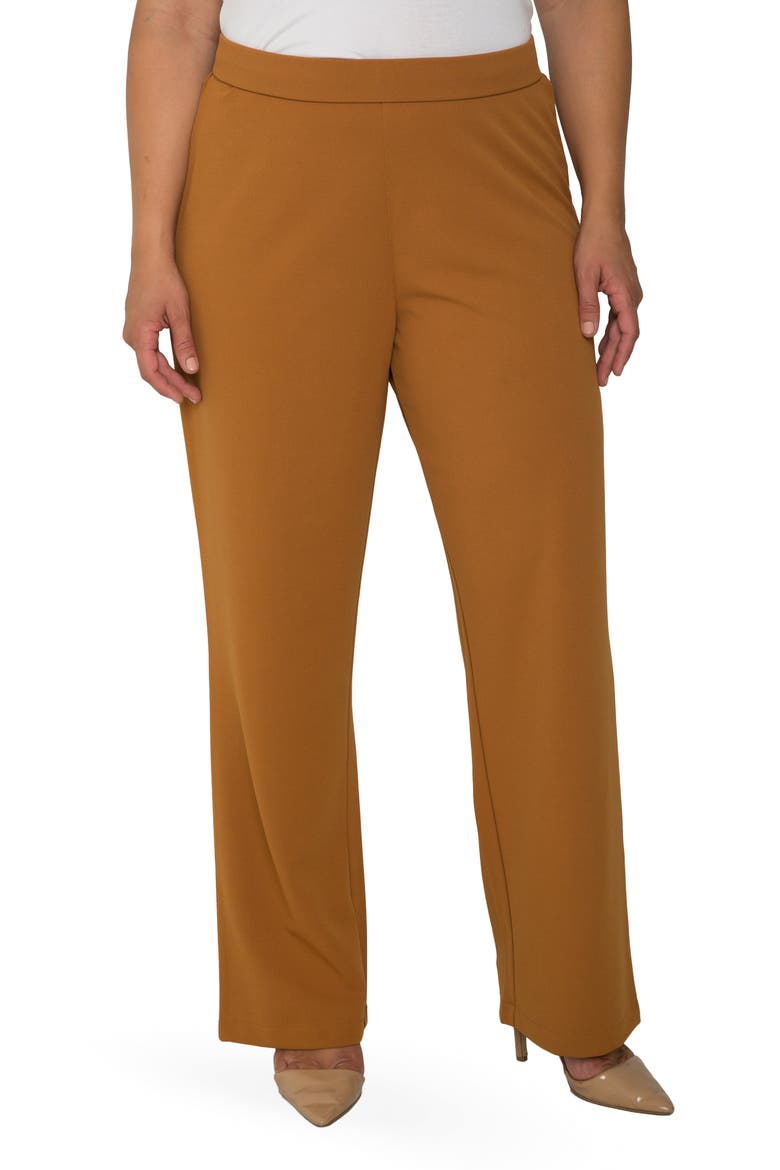 High Waist Stretch Crepe Trousers, Main, color, DARK MUSTARD