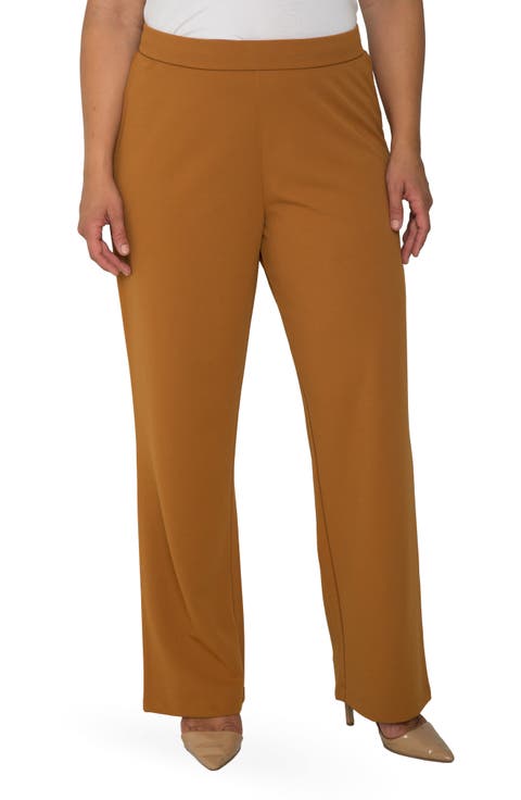 High Waist Stretch Crepe Trousers (Plus Size)