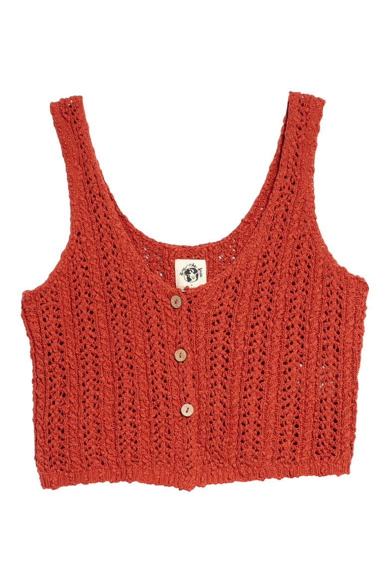 Crochet Recycled Cotton Blend Sweater Tank, Alternate, color, IRON