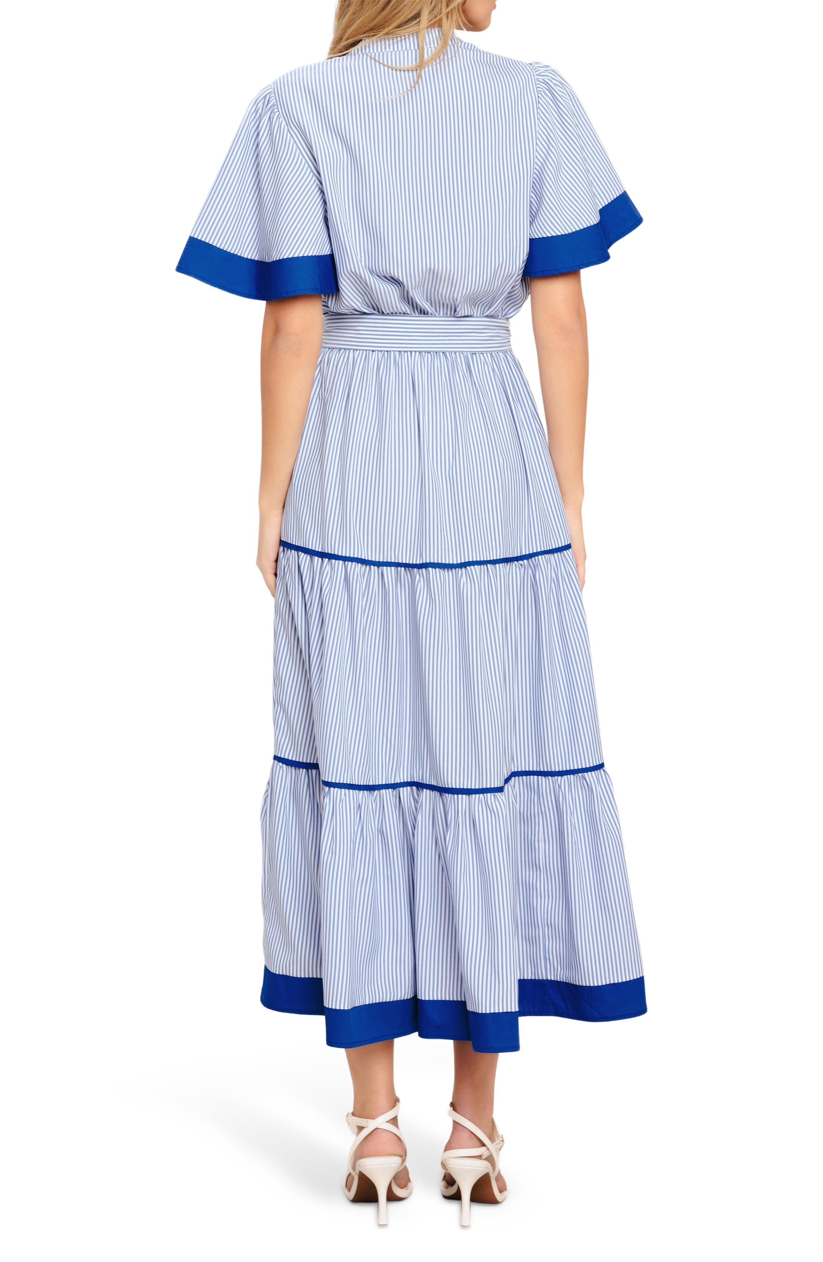 Stripe Short Sleeve Midi Shirtdress - image 4