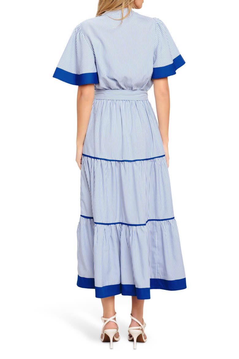 Stripe Short Sleeve Midi Shirtdress, Alternate, color, BLUE WHITE STRIPE